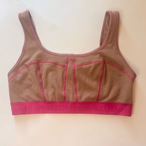 Fabletics Brown Mesh Sports Bra with Pink Trim